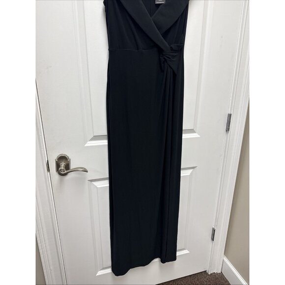 Lauren Ralph Lauren Column Gown Size 12 Black Off Shoulder Side Slit Dress NEW - Picture 7 of 14